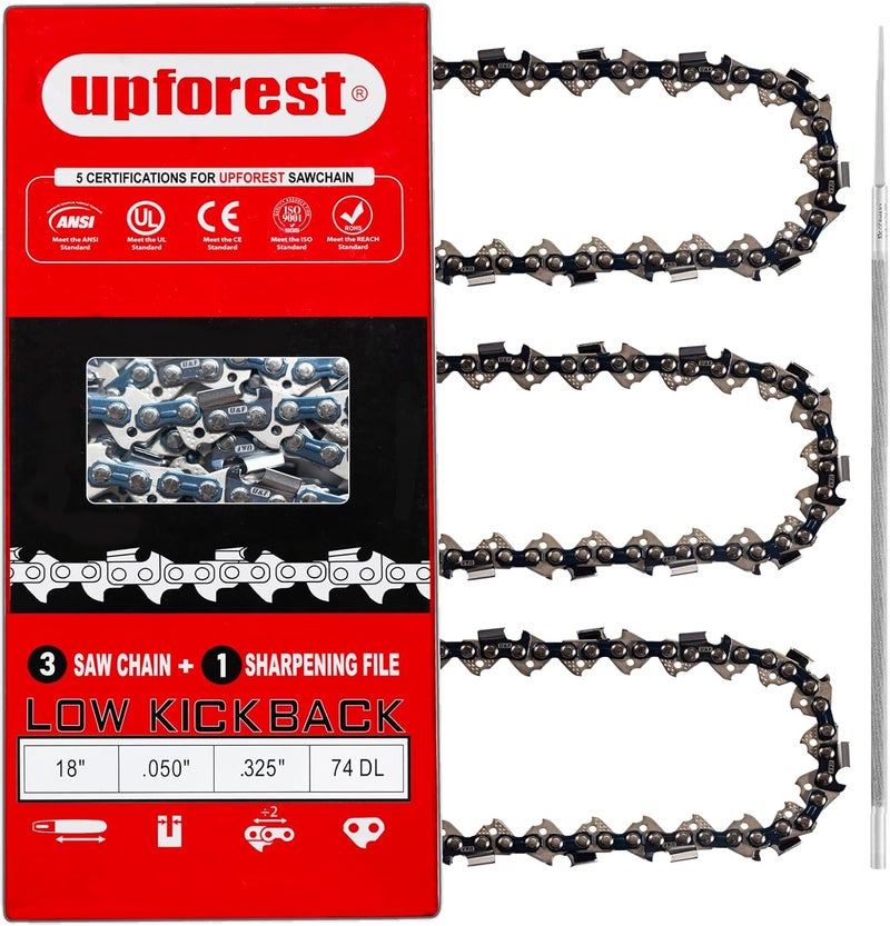 UPFOREST 18 Inch Chainsaw Chain .325" Pitch .050" Gauge 74 Drive Links- 26RS 74 Fits Stihl MS271 Farm Boss, MS291, MS311 and More- 36390050074, V74 (3 Chains) (20MOPX74) - Image 1